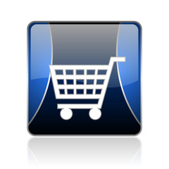 shopping cart blue square web glossy icon
