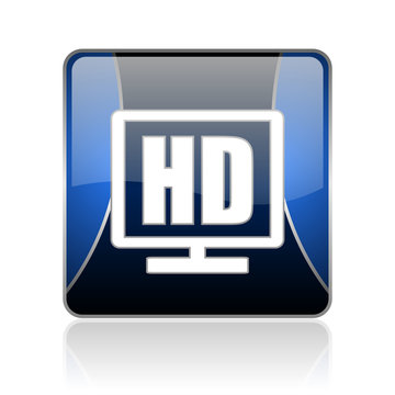hd display blue square web glossy icon