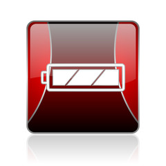 battery red square web glossy icon