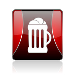 beer red square web glossy icon