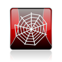 spider web red square web glossy icon