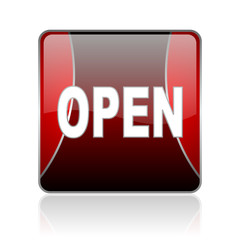 open red square web glossy icon