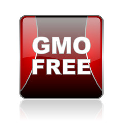 gmo free red square web glossy icon