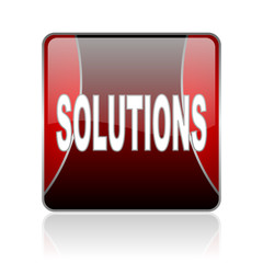 solutions red square web glossy icon