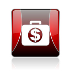 financial red square web glossy icon