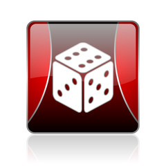dice red square web glossy icon