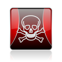 skull red square web glossy icon