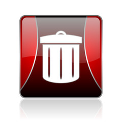 recycle red square web glossy icon