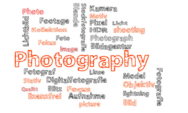Photography Wörter Text Cloud orange