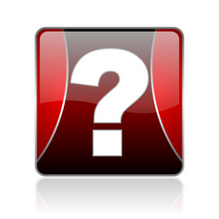question mark red square web glossy icon