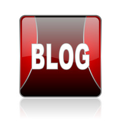 blog red square web glossy icon
