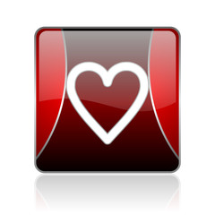 heart red square web glossy icon