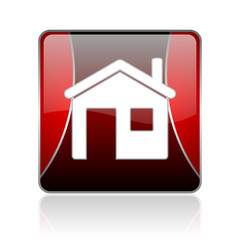 home red square web glossy icon