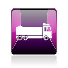 truck violet square web glossy icon