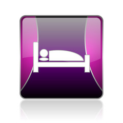 hotel violet square web glossy icon