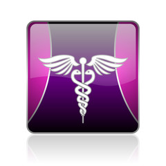 caduceus violet square web glossy icon