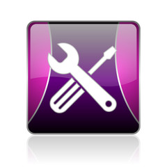 tools violet square web glossy icon