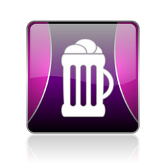beer violet square web glossy icon