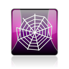 spider web violet square web glossy icon