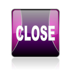 close violet square web glossy icon