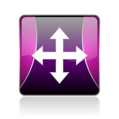 arrows violet square web glossy icon