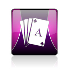 playing cards violet square web glossy icon