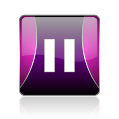 Fototapeta premium pause violet square web glossy icon