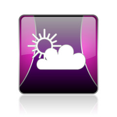 weather forecast violet square web glossy icon