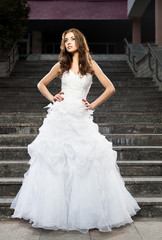 Fototapeta premium beautiful young woman in wedding dress