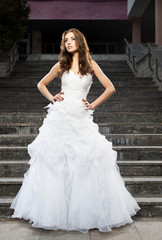 beautiful young woman in wedding dress