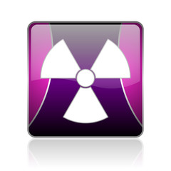 radiation violet square web glossy icon