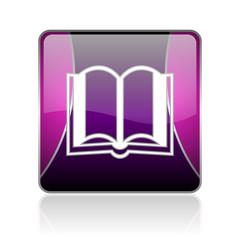 book violet square web glossy icon