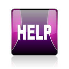 help violet square web glossy icon