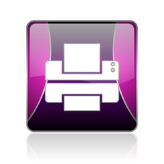 printer violet square web glossy icon