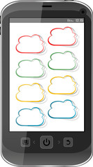 Cloud computing concept. Mobile phone with cloud icon