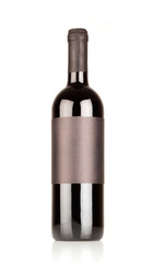Unlabeled black wine bottle on white background - 51046392
