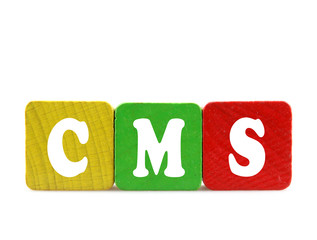 cms - isolated text in wooden building blocks
