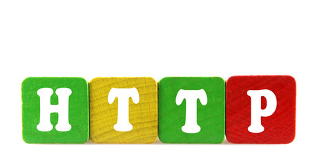 http - isolated text in wooden building blocks