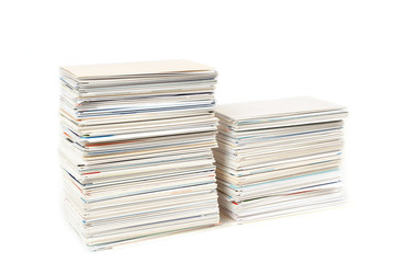 stack of business cards on the table isolated