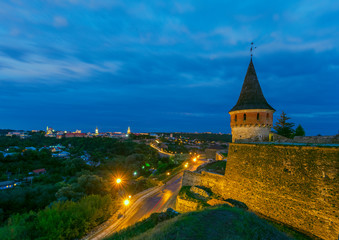 Obraz premium Evening City. Historic District Kamyanets-Podolsky City. Ukraine