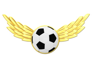 Soccer ball with gold wings