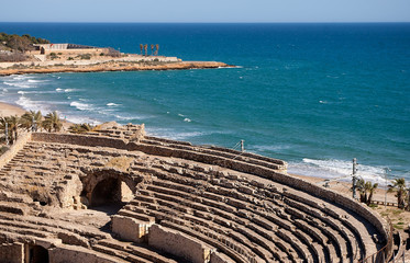 Roman amphitheater of Tarragona.Spain - obrazy, fototapety, plakaty