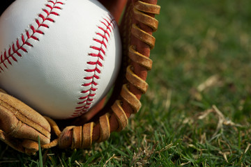 Baseball Close Up in a Glove