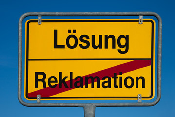 Wechselschild ohne Pfeil REKLAMATION - LÖSUNG