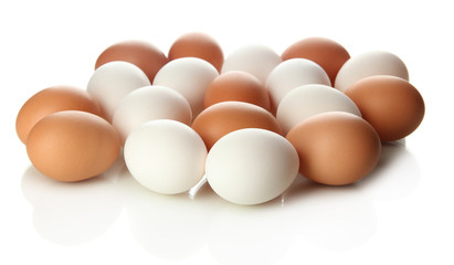 Many eggs isolated on white