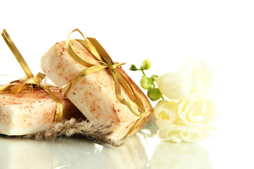 Natural handmade soap, isolated on white