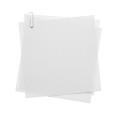 Paper notes with clip isolated on white