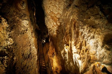 Underground photo in a cave with bright lighr