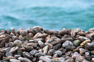 Pebble stones at the sea