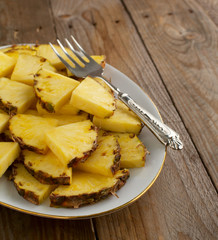 Pineapple slices on plate